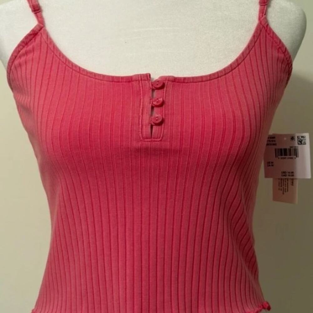NWT American Eagle Pink Ribbed Henley Cami Tank